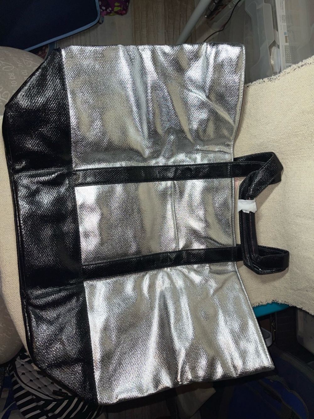 Victoria’s Secret XL Weekender Tote Bag - Silver - New